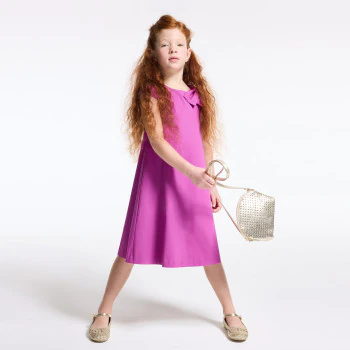 Girl's chic plain purple dress