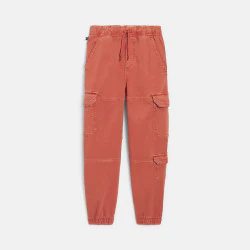  Pantalon cargo en toile lavée orange Garçon