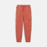  Pantalon cargo en toile lavée orange Garçon