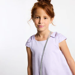 Blouse unie détail nœud mauve Fille