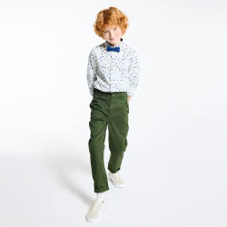 Baby boy's green cotton straight-cut trousers