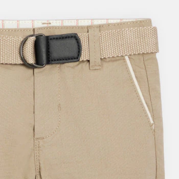 Baby boy's beige cotton and linen shorts with turn-ups