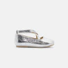 Baby girl's grey iridescent cross-over ballerina flats