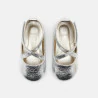 Baby girl's grey iridescent cross-over ballerina flats