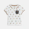 Baby boy's white piqué animal polo shirt