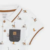 Baby boy's white piqué animal polo shirt