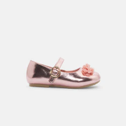 Baby girl's pink strappy flower ballerina flats