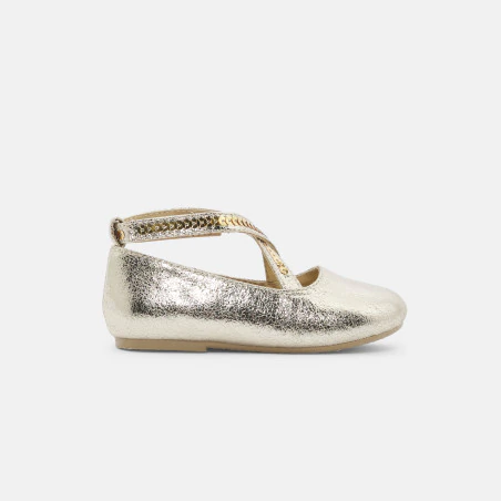 Baby girl's iridescent cross-over ballerina flats