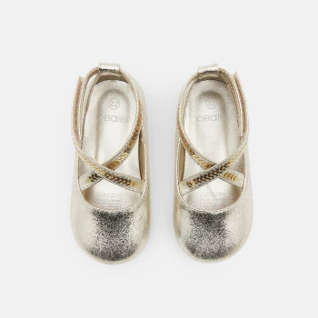 Baby girl's iridescent cross-over ballerina flats