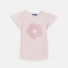 T-shirt manches courtes motif sequins rose pastel Fille