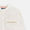 Boy's white striped Henley collar shirt