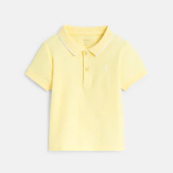 Polo maille piquée uni jaune bébé garçon