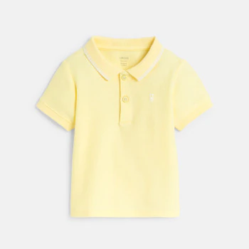 Polo maille piquée uni jaune bébé garçon