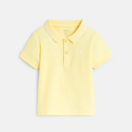 Baby boy's plain yellow piqué polo shirt