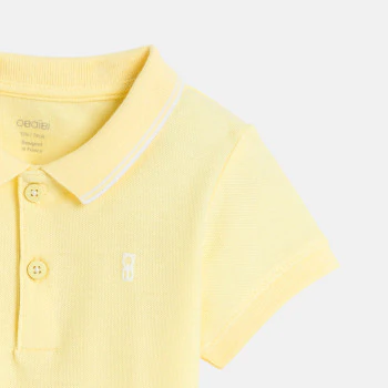 Polo maille piquée uni jaune bébé garçon