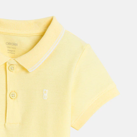 Polo maille piquée uni jaune bébé garçon