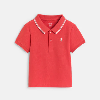 Baby boy's plain red piqué polo shirt