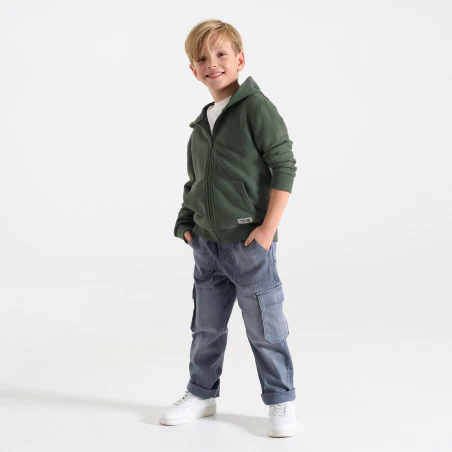 Boy's green zip-up hoodie