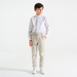 Boy's ecru slim chino trousers + belt