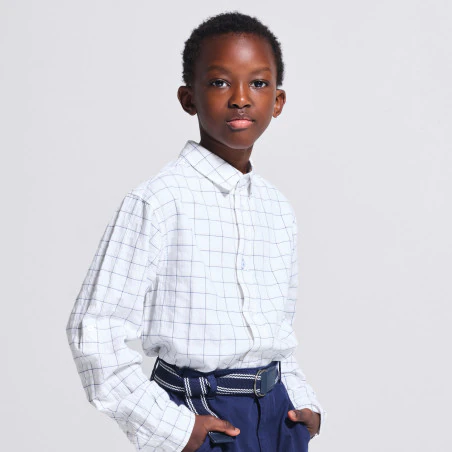 Boy's white checked shirt