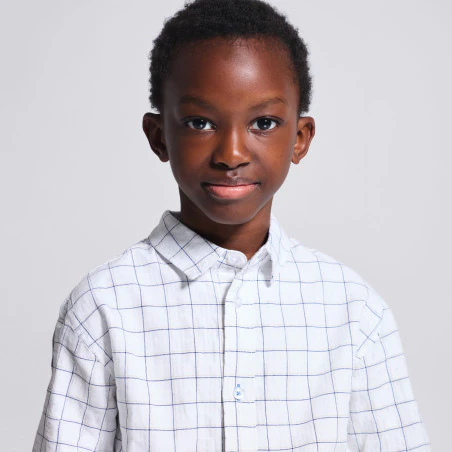 Boy's white checked shirt