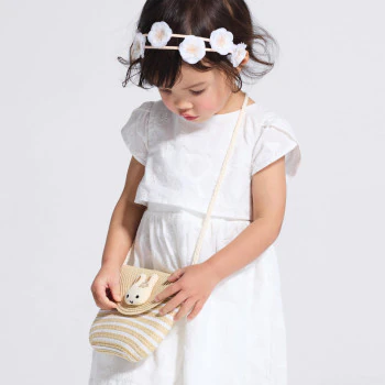 Baby girl's white tulle floral headband