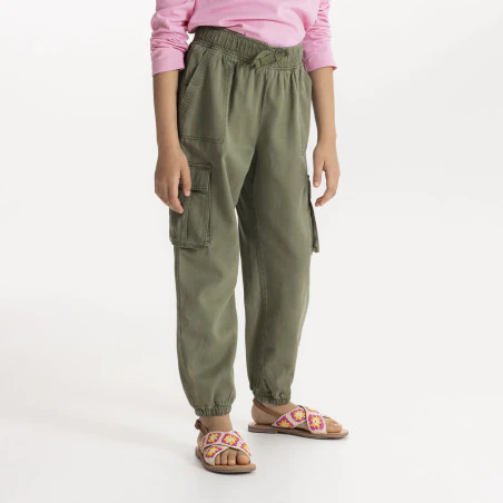 Pantalon cargo en toile vert Fille