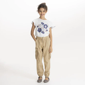 Girl's beige cargo trousers