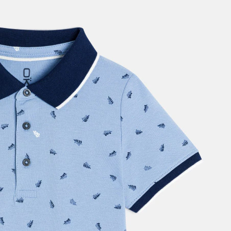 Polo manches courtes en jersey piqué imprimé bleu Garçon